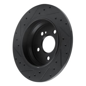 Mercedes-Benz S550 Brake Rotor (1) - Rear Right - R1 Concepts - Drilled & Slotted - Black - `07-`13